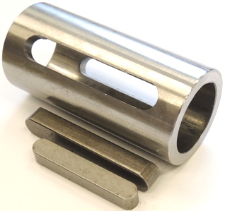 RB28/38 sovitusholkki shkmoottorin akselille 28mm->38mm sis. kiilat 2kpl